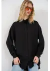Dokulu Oversize Tunik 5989 - Siyah