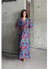 Stil Sahibi Dokuma Baskılı Yarasa Kol Elbise