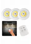 Dolap Işığı Mutfak Rafı Işığı Uzaktan Kumandalı 3 Lü Spot Led Lamba