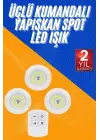 Dolap Işığı Mutfak Rafı Işığı Uzaktan Kumandalı 3 Lü Spot Led Lamba