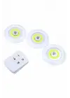 Dolap Işığı Mutfak Rafı Işığı Uzaktan Kumandalı 3 Lü Spot Led Lamba