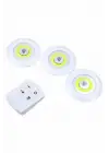 Dolap Işığı Mutfak Rafı Işığı Uzaktan Kumandalı 3 Lü Spot Led Lamba