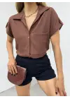 Duble Kol Tek Cepli Bürümcük Gömlek-K. Kahve