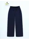 Duble Kumaş Beli Kuşaklı Bol Paça Pantolon -Laci