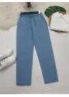 Omarı Yıkamalı Soft Kot Pantolon - Buz Mavi Stilinde Dual Paça