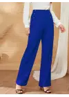 Omarı Düğme Detay Bol Paça Krep Pantolon