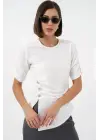 Düğme Detaylı Sandy Bluz 992 - Beyaz