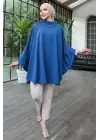 Omarı Şık Mavi Şal Yaka Panço