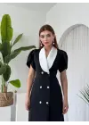 Omarı Düğme Detaylı Şık Elbise