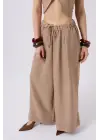 Düşük Bel Oversize Keten Pantolon