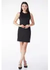 Omarı Siyah Mini Elbise