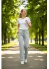 Düz Paça Beli Lastikli İpli Günlük Spor Eşofman Altı Rahat Fit - Gri