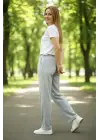 Düz Paça Beli Lastikli İpli Günlük Spor Eşofman Altı Rahat Fit - Gri