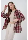 Ekose Desen Oversize Oduncu Gömlek 3854 Bordo