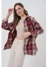 Ekose Desen Oversize Oduncu Gömlek 3854 Bordo