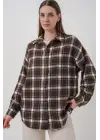 Ekose Desen Oversize Oduncu Gömlek 3854 C. Kahverengi