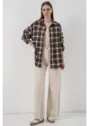 Ekose Desen Oversize Oduncu Gömlek 3854 C. Kahverengi