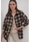 Ekose Desen Oversize Oduncu Gömlek 3854 C. Kahverengi