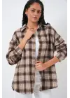 Ekose Desen Oversize Oduncu Gömlek 3854 - E. Kahve