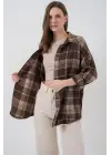 Ekose Desen Oversize Oduncu Gömlek 3854 Kahverengi