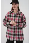 Ekose Desen Oversize Oduncu Gömlek 3854 Nar