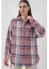 Ekose Desen Oversize Oduncu Gömlek 3854 Pembe
