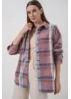 Ekose Desen Oversize Oduncu Gömlek 3854 Pembe
