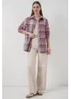 Ekose Desen Oversize Oduncu Gömlek 3854 Pembe
