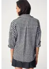 Ekose Desen Oversize Oduncu Gömlek 3854 - Siyah - Beyaz