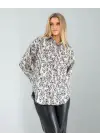 Omarı Ekru Leopar Desenli Gömlek