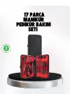 El Ve Ayak Bakım Seti 17 Parça Taşınabilir Deri Çantalı Manikür Seti