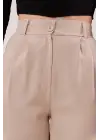 Omarı Şık ve Rahat Bol Paça Bej Pantolon