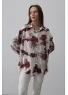Omarı Şık Desenli Bordo Gömlek