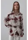 Omarı Şık Desenli Bordo Gömlek
