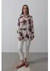 Omarı Şık Desenli Bordo Gömlek