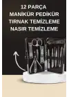 Elektrikli Manikür Pedikür Seti İkili Set 12 Parça Tırnak Bakımı Törpü Protez Çıkarma