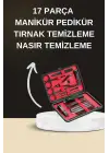 Elektrikli Manikür Pedikür Seti İkili Set 17 Parça Tırnak Bakımı Nasır Temizleme Tırnak Şekillendirme