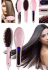 Elektrikli Saç Düzleştirici Tarak Saç Düzleştirici Fırça Sıkı Dişli Pembe
