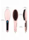 Elektrikli Saç Düzleştirici Tarak Saç Düzleştirici Fırça Sıkı Dişli Pembe