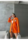 Omarı Çengelli İğne Detaylı Ceket - Turuncu