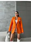 Omarı Çengelli İğne Detaylı Ceket - Turuncu