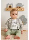Elma Desenli Ceketli 3lü Kız Bebek Takımı