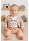 Elma Desenli Ceketli 3lü Kız Bebek Takımı