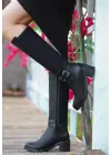 Emrat Siyah Cilt Topuklu Çizme