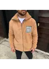 Erkek Polar Fermuarlı Sweatshirt – Kapüşonsuz, Cepli, Yumuşak Dokulu, Oversize Rahat Kalıp, Kışlık Sıcak Tutan Fermuarlı Üst - Kahverengi