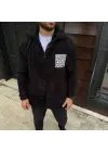 Erkek Polar Fermuarlı Sweatshirt – Kapüşonsuz, Cepli, Yumuşak Dokulu, Oversize Rahat Kalıp, Kışlık Sıcak Tutan Fermuarlı Üst - Siyah