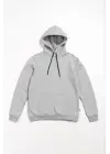 Erkek Uzun Kol Kapşonlu Basic Sweatshirt Hoodie - Gri