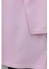 Eteği Kalp Detaylı Yırtmaçlı Salaş Penye Tunik -Pembe