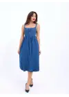 Omarı Kot Elbise - Mavi