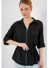 Fermuarlı Gömlek 0721 - Siyah